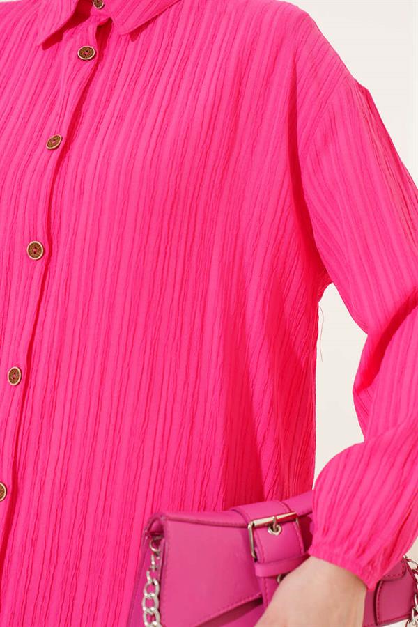 Tree Bark Long Shirt Fuchsia