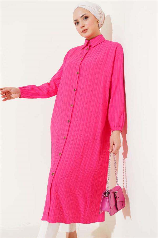 Tree Bark Long Shirt Fuchsia