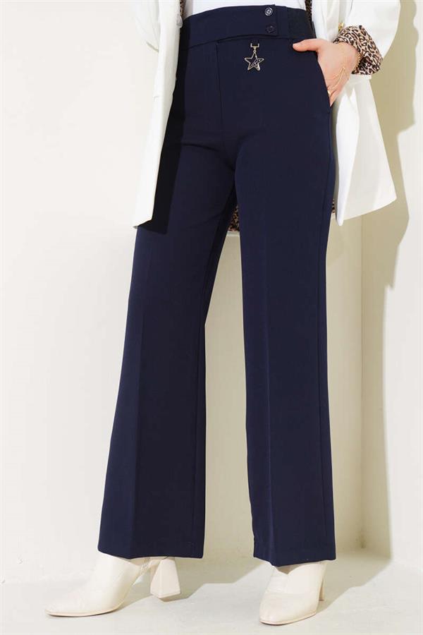 Accessorized Trousers Navy Blue