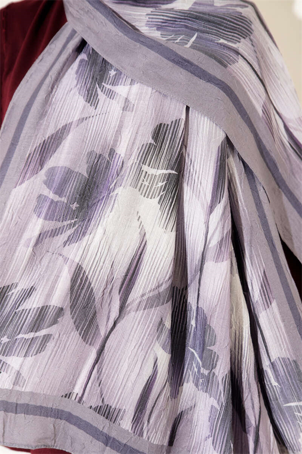 Watercolor Pattern Bamboo Crush Shawl Smoke Grey