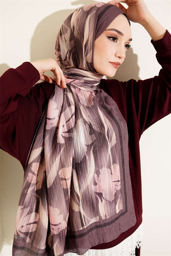 Watercolor Pattern Bamboo Crush Shawl Latte