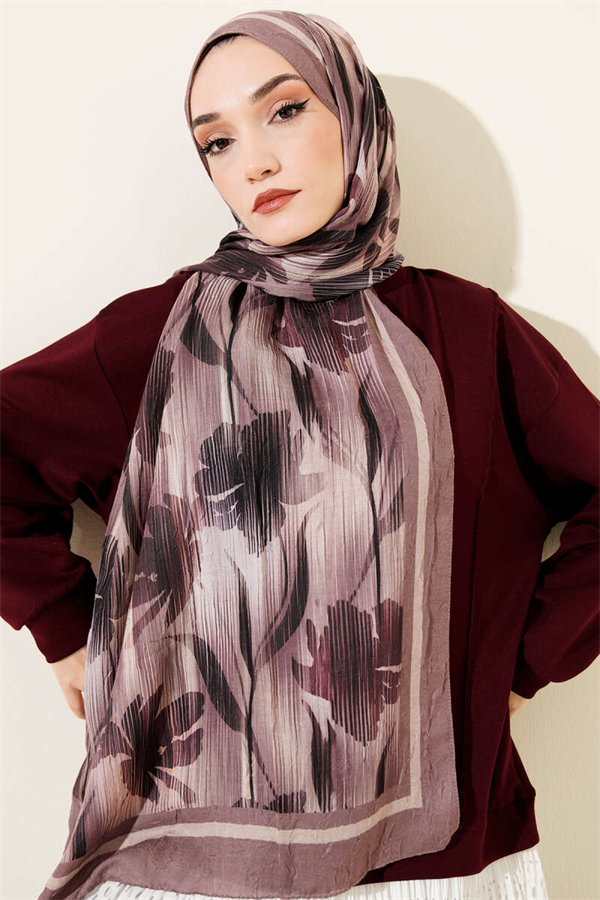 Watercolor Pattern Bamboo Crush Scarf Soft Coffee