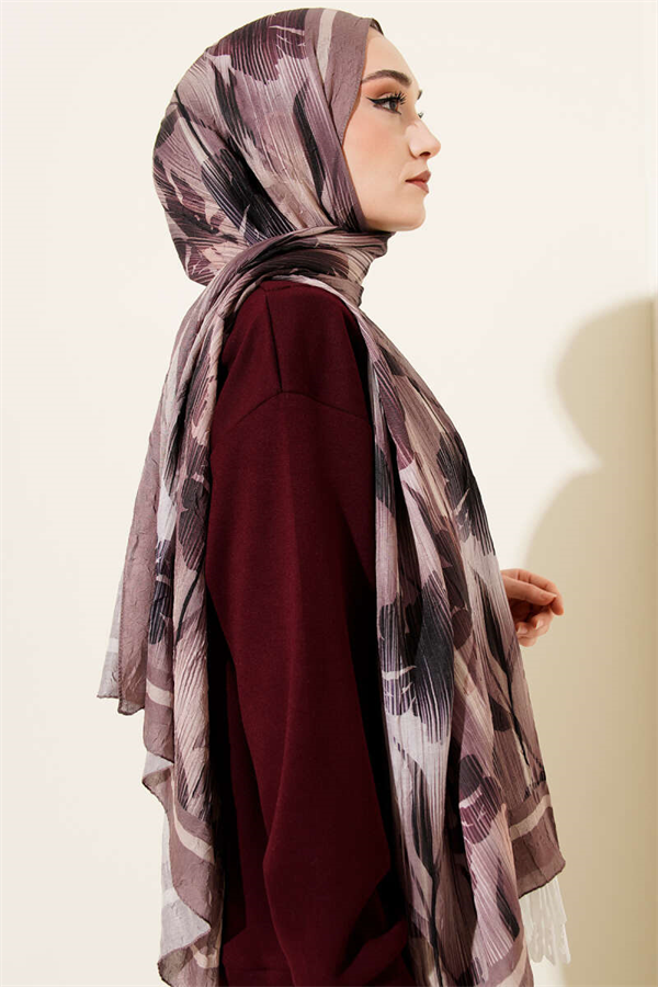 Watercolor Pattern Bamboo Crush Scarf Soft Coffee