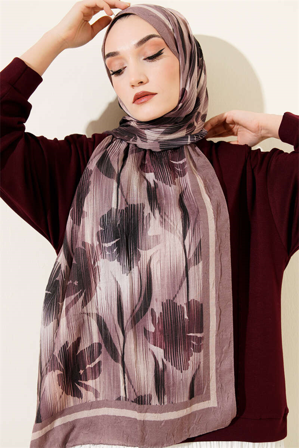 Watercolor Pattern Bamboo Crush Scarf Soft Coffee
