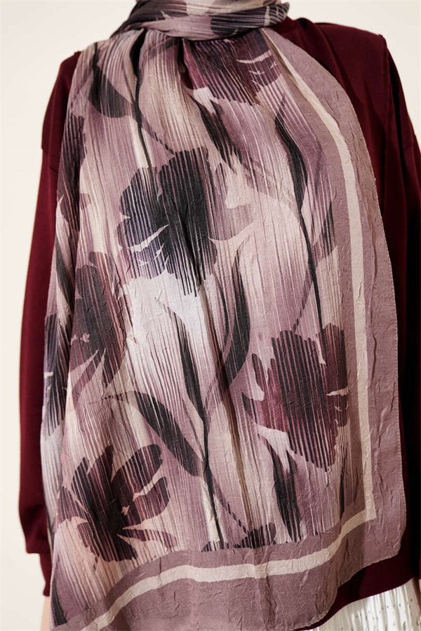 Watercolor Pattern Bamboo Crush Scarf Soft Coffee