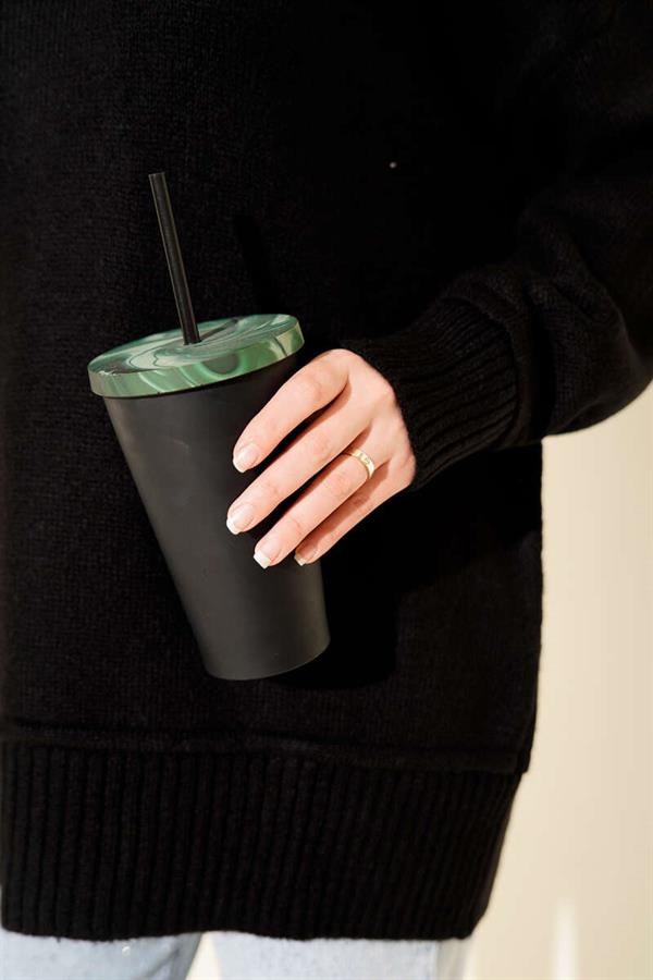 Soft Knit Tunic with Bottom Seam Black