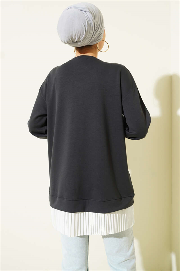 Bottom Pleated Loisha Tunic Anthracite