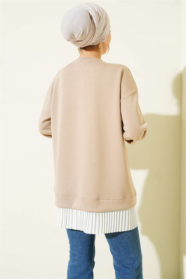 Beige Pleated Loisha Tunic