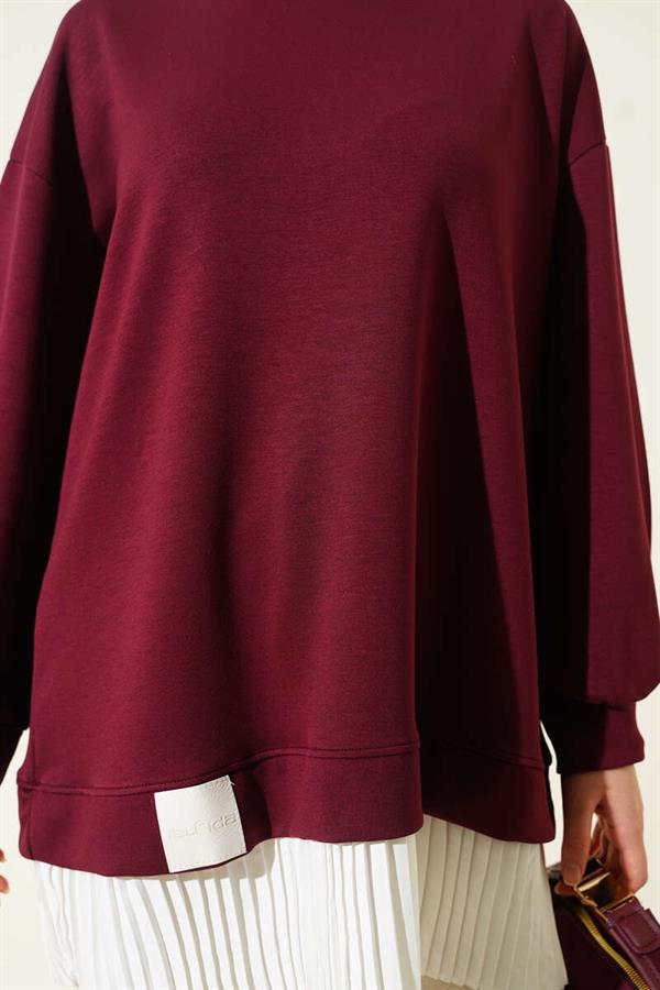 Bottom Pleated Loysha Tunic Claret Red