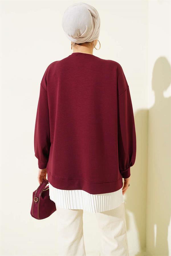 Bottom Pleated Loysha Tunic Claret Red