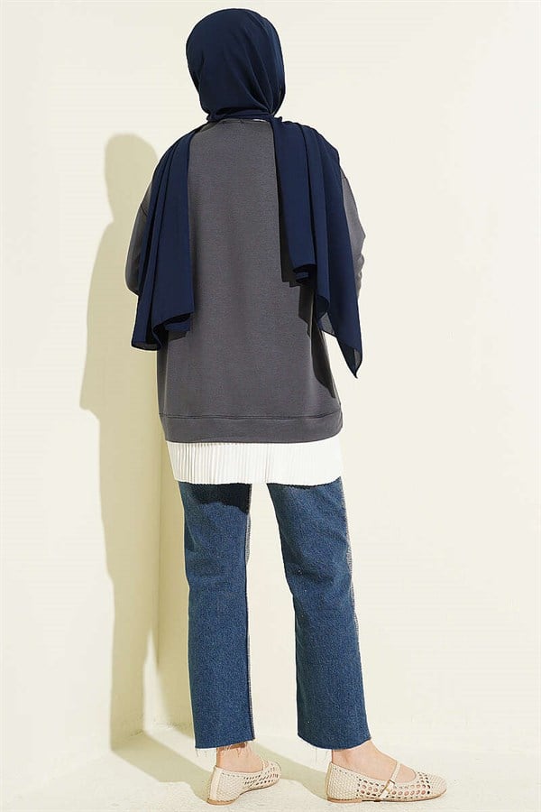 Pleated Loisha Tunic in Smoke Grey