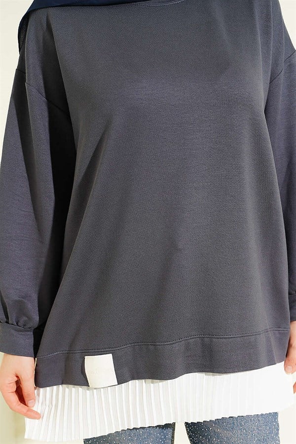Pleated Loisha Tunic in Smoke Grey