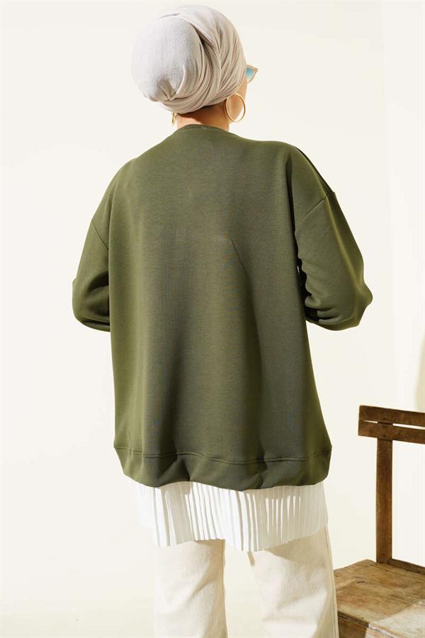Bottom Pleated Loysha Tunic Khaki