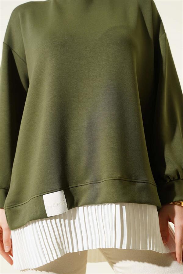 Bottom Pleated Loysha Tunic Khaki