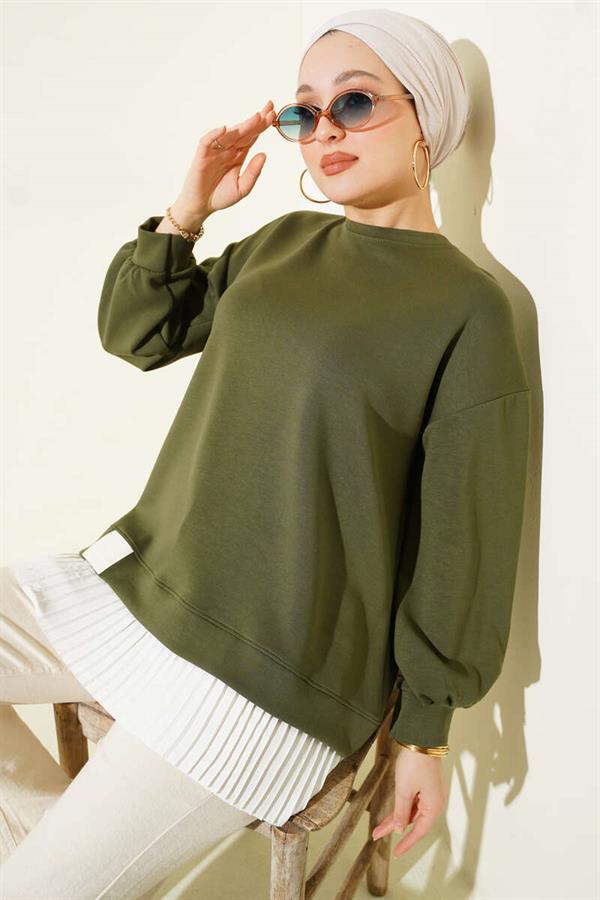 Bottom Pleated Loysha Tunic Khaki
