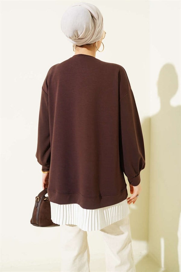 Bottom Pleated Loisha Tunic, Coffee