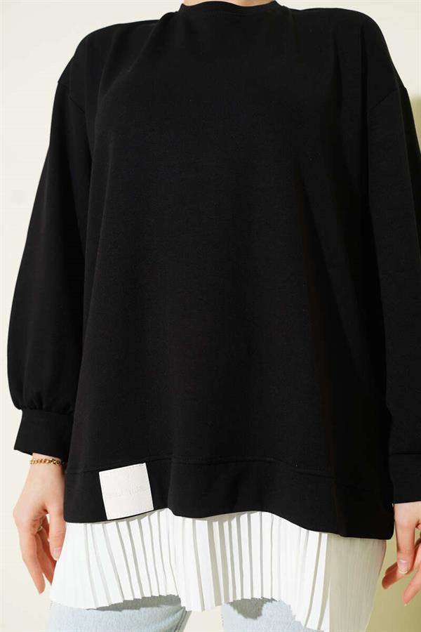 Loysha Tunic with Pleats, Black