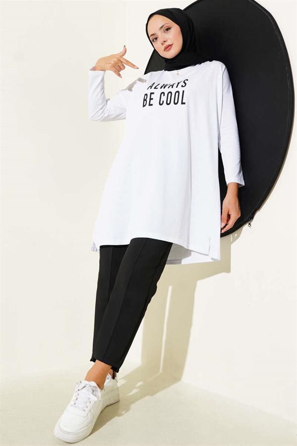 Always Be Cool Printed Tunic White