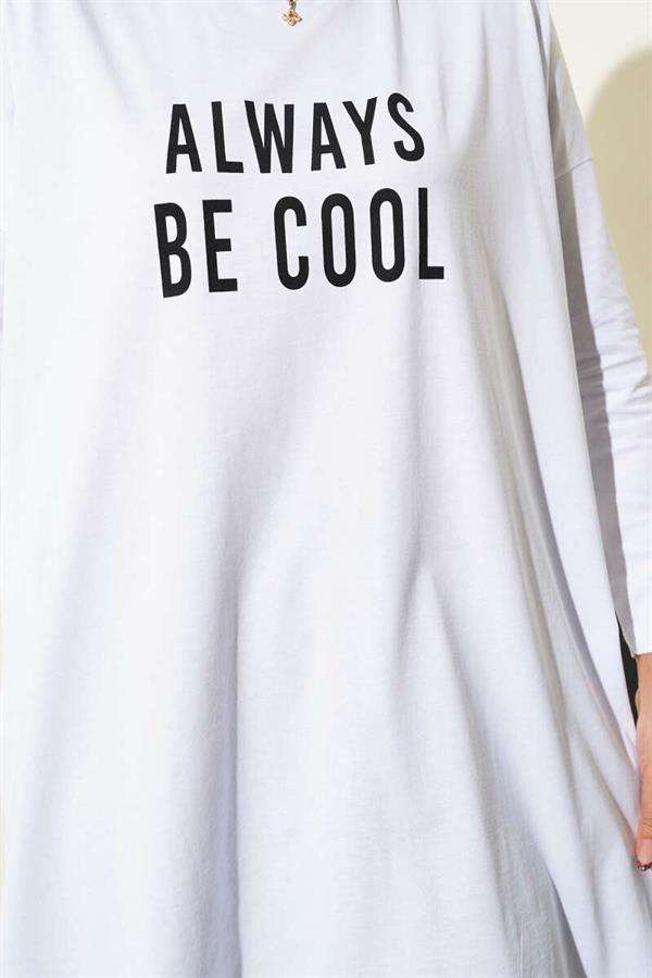 Always Be Cool Printed Tunic White