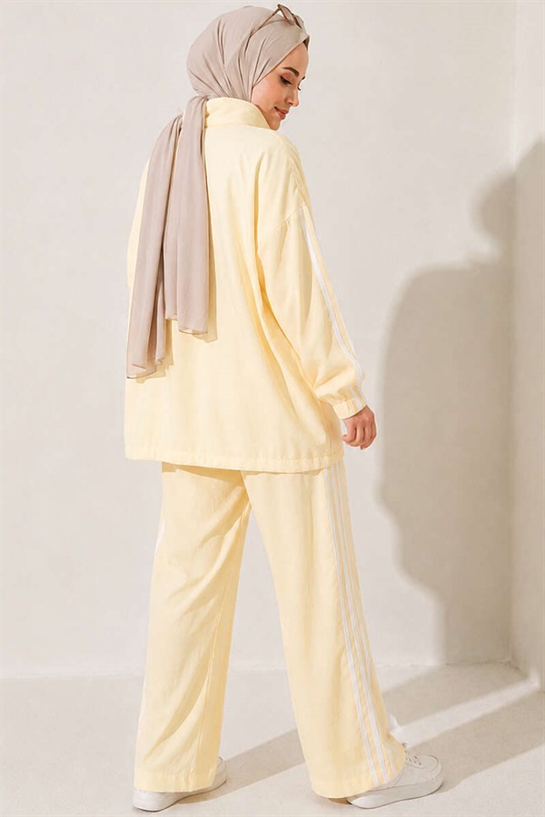 Applique Embellished Zippered 2 Piece Set, Yellow
