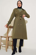 Double-breasted Trench Coat with Epaulettes Khaki