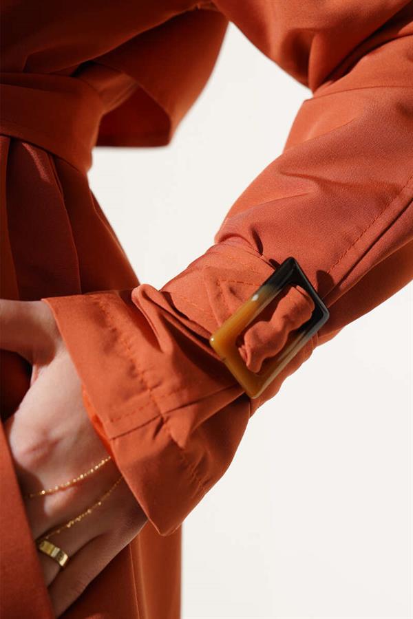 Epaulette Double Breasted Trench Coat Tile