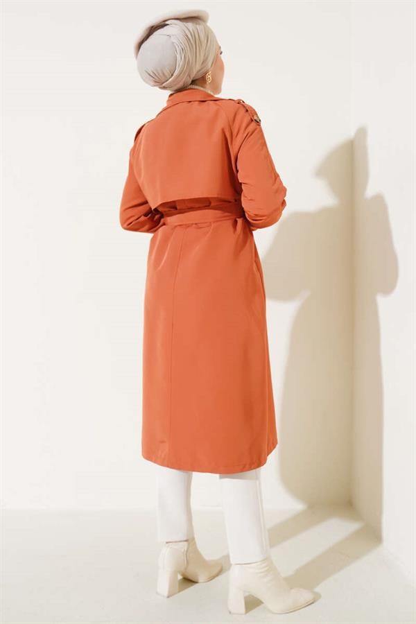 Epaulette Double Breasted Trench Coat Tile