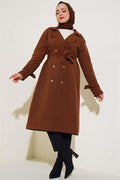 Double-breasted Trench Coat with Epaulettes, Tan
