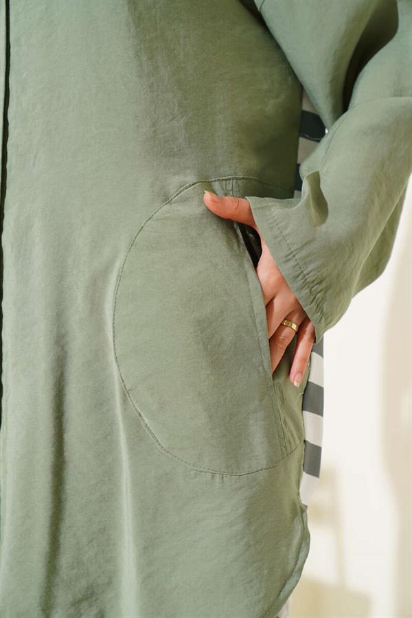 2 Piece Set with Stripe Detail on the Back, Almond Green