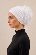 White Bun Hairstyle with Ruffled Back