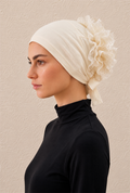 Hairstyle Bonnet with Ruffled Back, Ecru