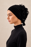 Black Hairstyle Bonnet with Ruffled Back