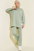 Emblem Detailed Basic 2 Piece Set, Light Green
