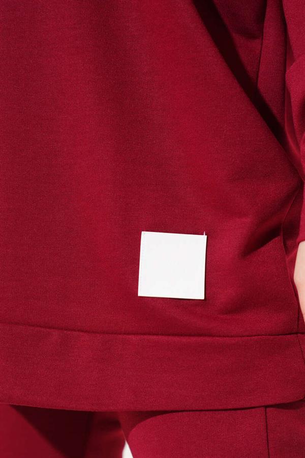 Emblem Detailed 2 Piece Set Claret Red