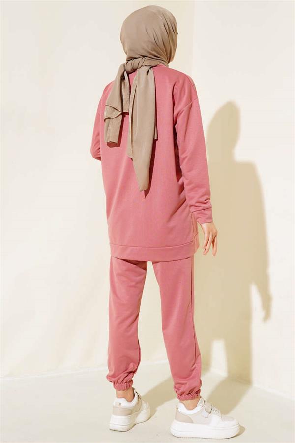 2 Piece Set with Crest Detail Dusty Rose