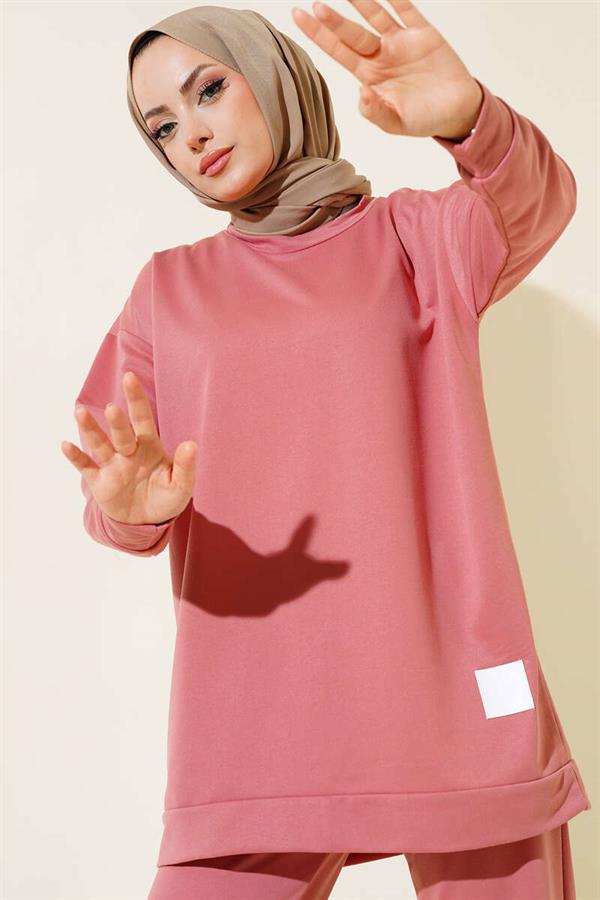 2 Piece Set with Crest Detail Dusty Rose