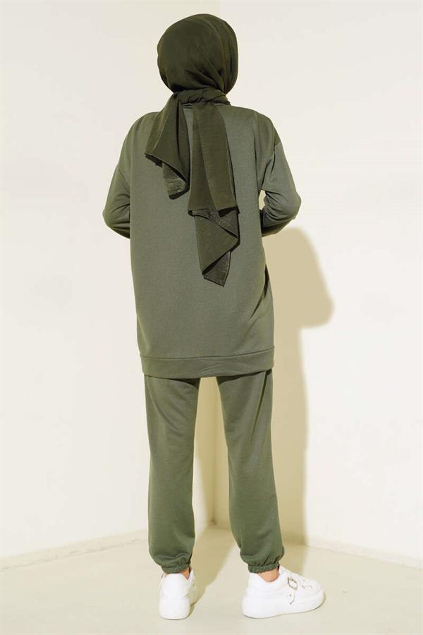 Double-Piece 2 Piece Set Khaki with Crest Detail