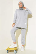 Crest Detailed 2 Piece Set Melange Gray