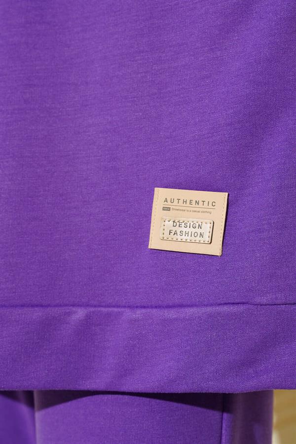 Crest Detailed 2 Piece Set Purple