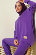 Crest Detailed 2 Piece Set Purple