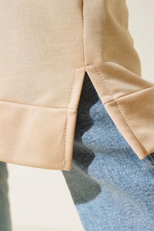 Long Tunic with Emblem Detail, Beige