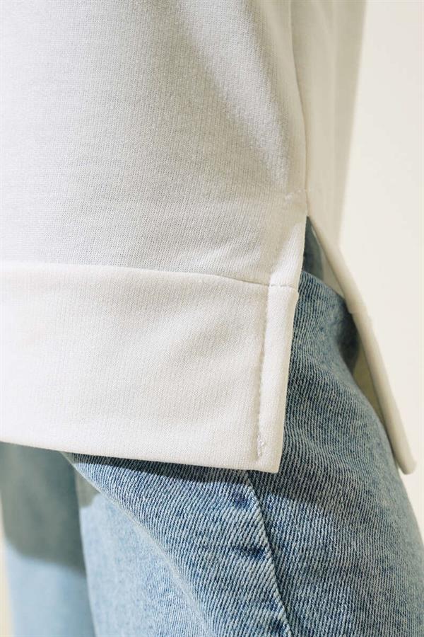 White Long Tunic with Emblem Detail