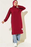 Emblem Detailed Long Tunic Claret Red