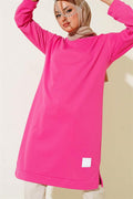 Emblem Detailed Long Tunic Fuchsia