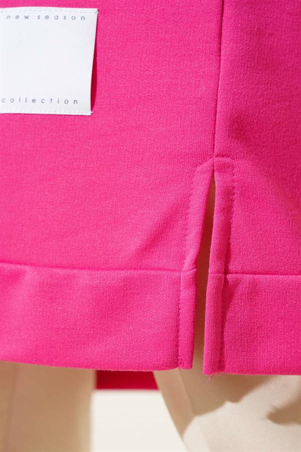 Emblem Detailed Long Tunic Fuchsia
