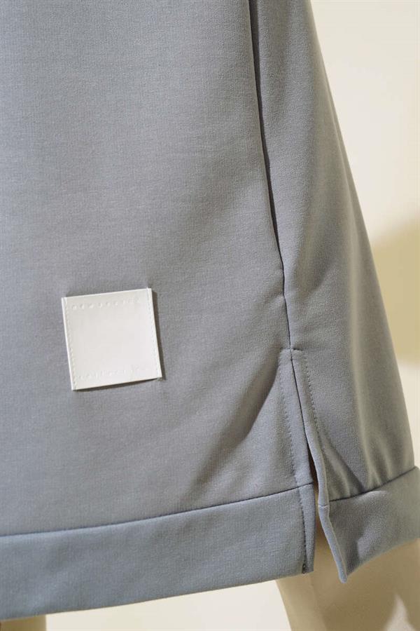 Long Tunic with Emblem Detail Gray