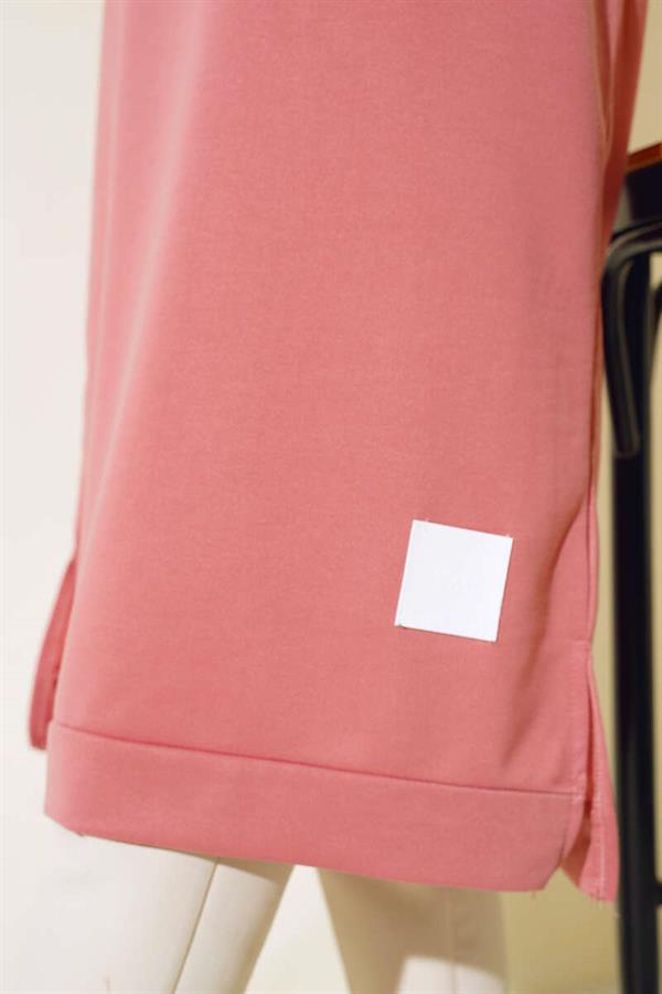 Long Tunic with Emblem Detail, Dusty Rose