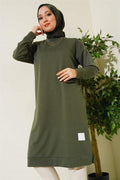 Long Tunic with Emblem Detail, Khaki