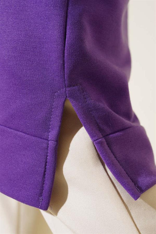 Long Tunic with Emblem Detail, Purple