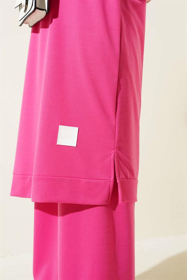 Embroidered Wide Leg 2 Piece Set Fuchsia